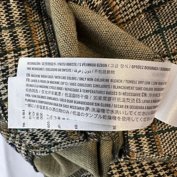 Abercrombie & Fitch High Rise Pull On Plaid Flare Pants | Black Tan | SZ S - Picture 10 of 10